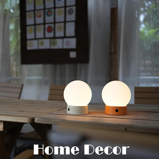 Small Cute Cordless Table Lamp Rechargeable, Battery Operated Shower Lamp Waterproof, Touch Dimmable Globe Ambient Light for Outdoor/Bedside/Patio/Dining (Black)