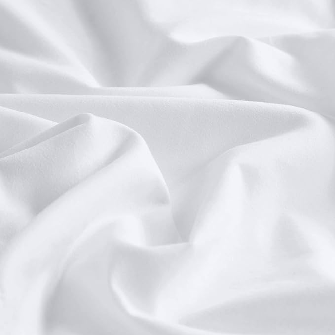 Bedsure Bright White Duvet Cover Full Size - 3 Pieces Prewashed Extra Soft Cotton-Like Bedding Set, Includes 1 Duvet Cover 80x90 Inches with Zipper Closure & 2 Pillow Shams, Comforter Not Included