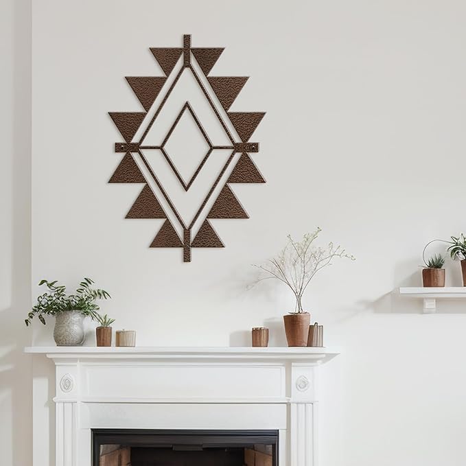 SIGNLEADER Metal Wall Decor Triangle Composition Minimalist Modern Luxury Wall Sculpture Hangings 3D Statue Home Decoration for Living Room, Bedroom, Bathroom, Kitchen, Fireplace, Office - 18" Bronze