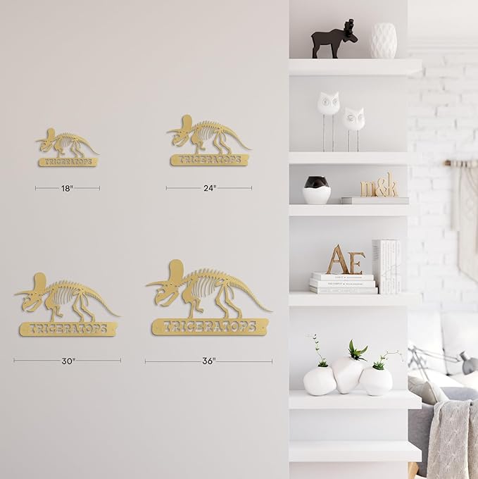 SIGNLEADER Metal Wall Art Decor Triceratops Minimalist Modern Abstract Wall Sculpture Hangings Home Decoration for Living Room, Bedroom, Bathroom, Kitchen, Outdoor - 18" Gold