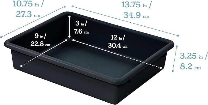 ECR4Kids Letter Size Tray with Lid, Storage Bin, Black, 10-Piece