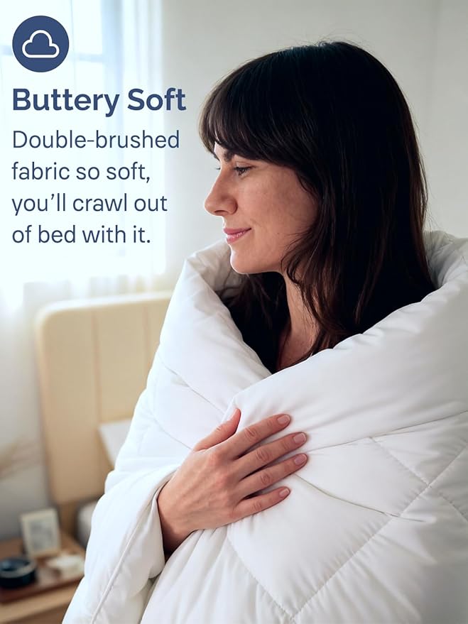 Cal King Size, White Alternative Down Comforter - Warm, Lightweight, Luxury and Breathable Hotel Quality Bedding Set - All Season Fluffy and Cozy Oversized Cooling Microfiber Duvet Insert Comforter
