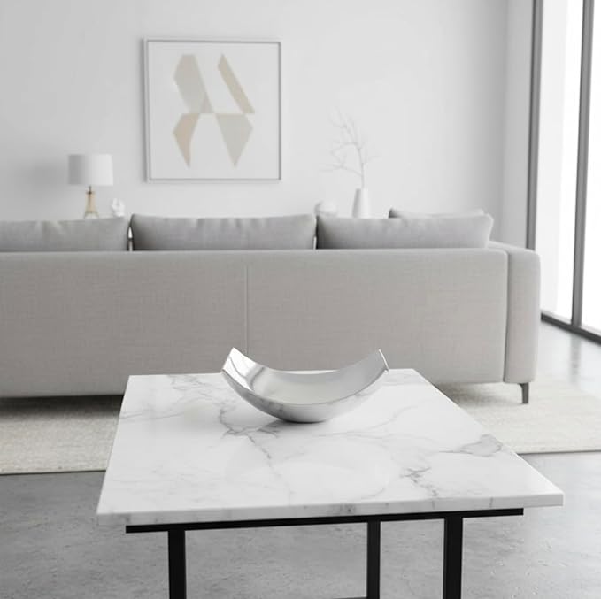 Modern Day Accents Silver SM Cucha Small Scoop, Shiny Bowl, Aluminum, Modern, Tabletop, Accent Piece, Home or Office, Decor, 13" L x 7.5" W x 4.5" H