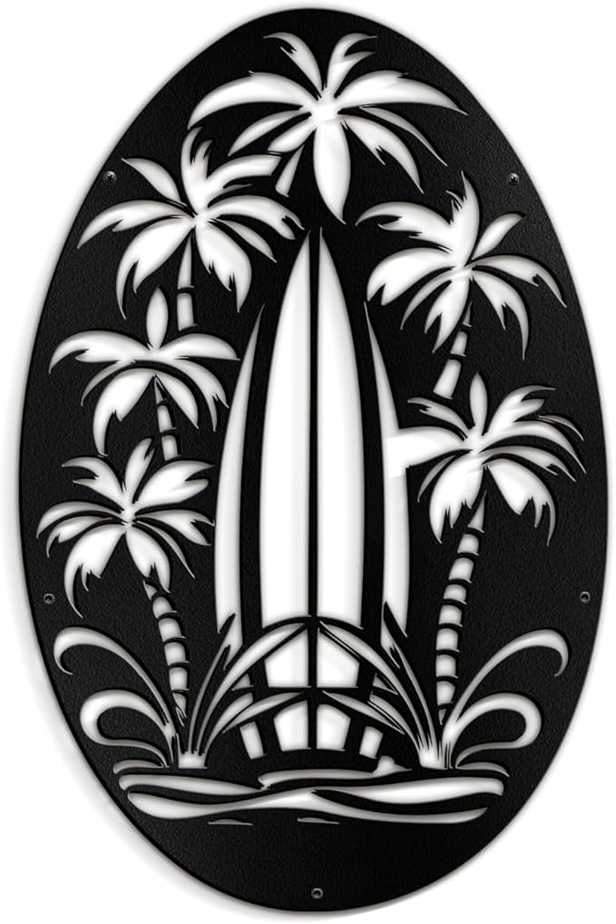 SIGNLEADER Metal Wall Art Decor Palm Tree Minimalist Modern Abstract Wall Sculpture Hangings Home Decoration for Living Room, Bedroom, Bathroom, Kitchen, Outdoor - 18" Black