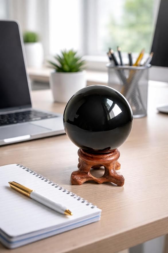 Black Obsidian Crystal Ball 40mm /1.6" for Magic Mirror, Fengshui, Meditation, Healing, Divination, Home Decoration, Black Magic