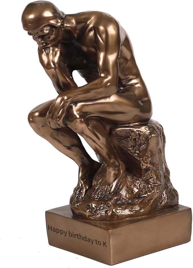 Magicsculp-Text Customization The Thinker Statue in Premium Cold Cast Bronze 8.8Inch Museum Grade Collectible Figurine-(Medium-Ornaments)