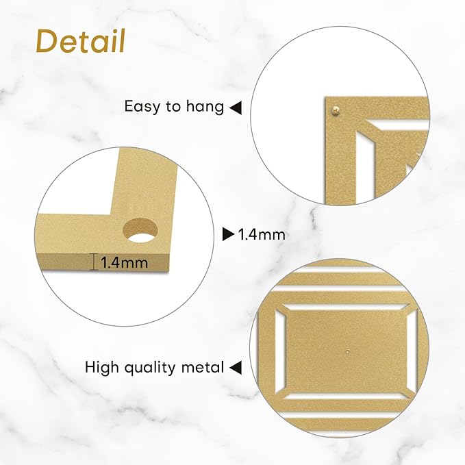 SIGNLEADER Metal Wall Decor Rectangles Gradient Minimalist Modern Luxury Wall Sculpture Hangings 3D Statue Home Decoration for Living Room, Bedroom, Bathroom, Kitchen, Fireplace, Office - 18" Gold