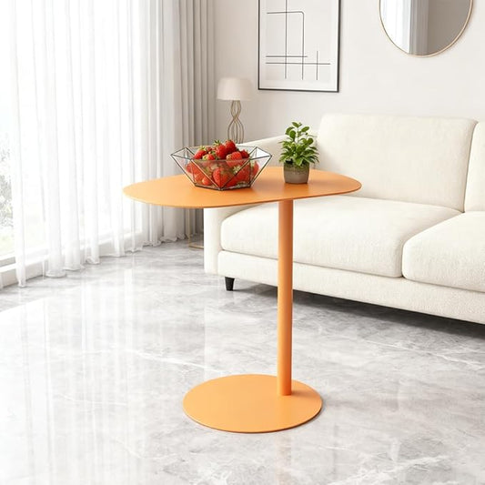C Shaped Side Table End Coffee Tables, Aesthetics Minimalist Accent Tables, Multifunction Oval Metal Side Tables for Living Room Bedroom Sofa Balcony Couch Patio Yard Garden Indoor & Outdoor