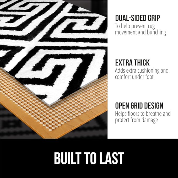 GORILLA GRIP Strong Rug Pad Gripper, 2x10 FT Runner, US Designed, Grips Help Keep Area Rugs in Place, Thick Slip and Skid Resistant Pads for Hard Floors, Under Carpet Cushion and Hardwood Protection