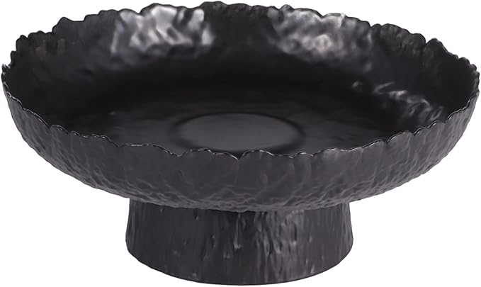 Large Decorative Bowl, Hammered Pedestal Fruit Bowl, 10.2 Inch Glass Elevated Serving Bowl for Dining Table Centerpiece, Key Bowl for Living Room, Kitchen, Wedding and Party Decor