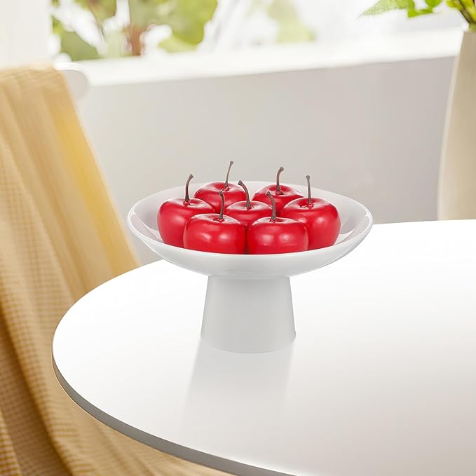 VILLCASE Footed Fruit Bowl Ceramic, 7 inch Decorative Pedestal Bowl for Snacks Dessert, Modern Ceramic Fruit Container Basket for Home Dining Kitchen Counter Decor