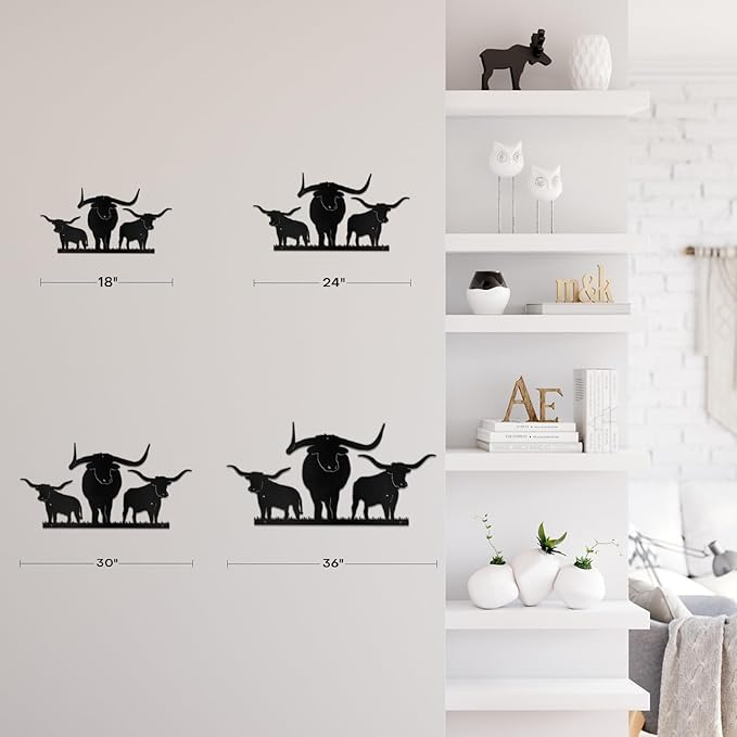 SIGNLEADER Metal Wall Art Decor Three Cows Minimalist Modern Abstract Wall Sculpture Hangings Home Decoration for Living Room, Bedroom, Bathroom, Kitchen - 18" Black