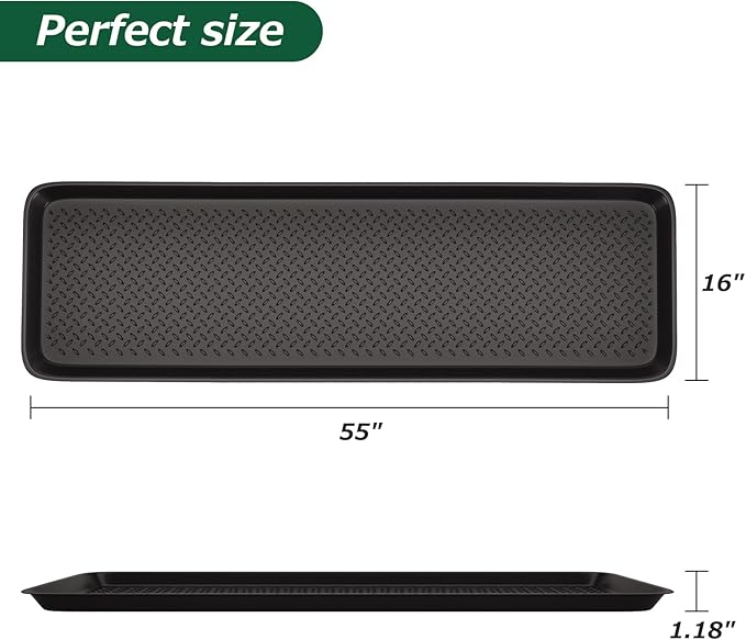 Matace 3 Pack Rubber Extra Large Shoe Tray for Entryway,Long Boot Tray,Slim Boot Mat for Indoor and Outdoor Use,16x55 in, Rectangular (Pack of 3)
