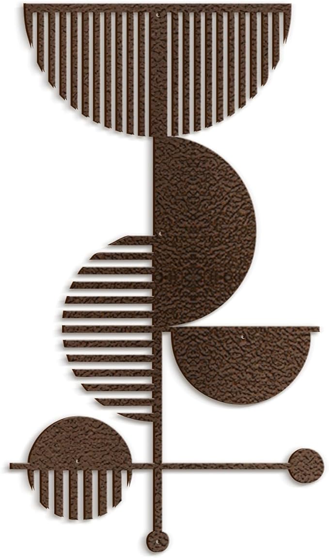 SIGNLEADER Metal Wall Decor Boho Geometric Lines Minimalist Modern Luxury Wall Sculpture Hangings 3D Statue Home Decoration for Living Room, Bedroom, Bathroom, Kitchen, Fireplace, Office - 18" Bronze