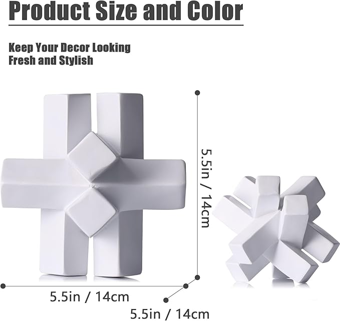 XMGZQ White Knot Statue for Coffee Table Decor,Modern Minimalist Geometric Knot Sculpture and Figurines,Abstract Art Line Decorative Ornaments Knick Knacks for Shelves,Bookcase,Console,Tabletop,Entry