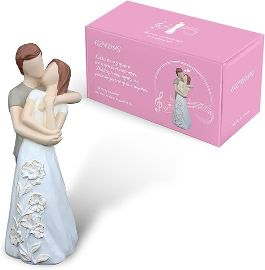 Room Decor 6 Inch Love Statue, White Resin Couple Embracing Sculpture，Wedding for Women, Couple, Wife, Aesthetic Home Decor for Bedroom, Living Room, Desk, Shelf,Bookshelf, Nightstand