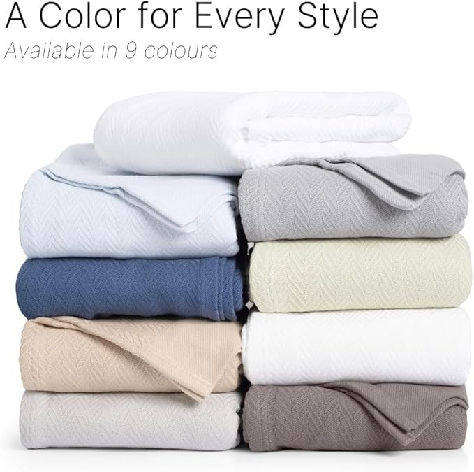 9Threads 100% Cotton Herringbone Weave Blankets, 66" X 90" Twin, Throw Blanket for Bed, All Season Cotton Blanket, Cozy Blanket,Throws & Bed Blanket, Throw Blanket for Couch, Modern Home Decor -Tusk