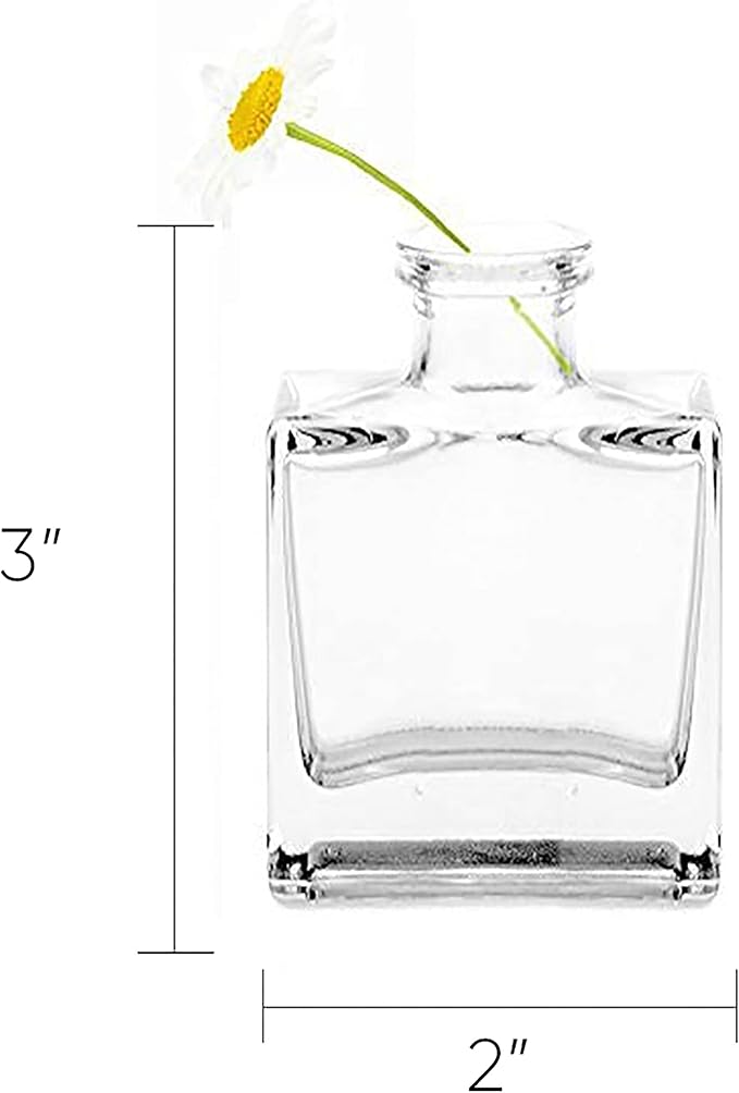 CHIVE ‘Loft’ Small Mini Flower Vases - Clear Glass Bud Vases, Set of 10 Color - Cute Vintage Rustic Centerpieces for Wedding, Events & Home - Premium Quality, Designed to Last