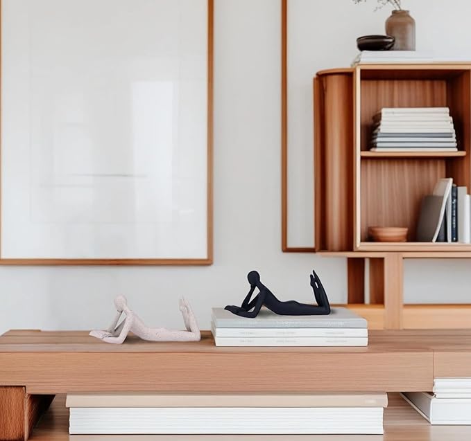 "Reading Woman Thinker Sculpture is a Modern Abstract Decorative Piece, a Favorite Among Book Lovers and Thinkers, Suitable for Placement in Living Rooms, Offices, and bedrooms. (Black A)
