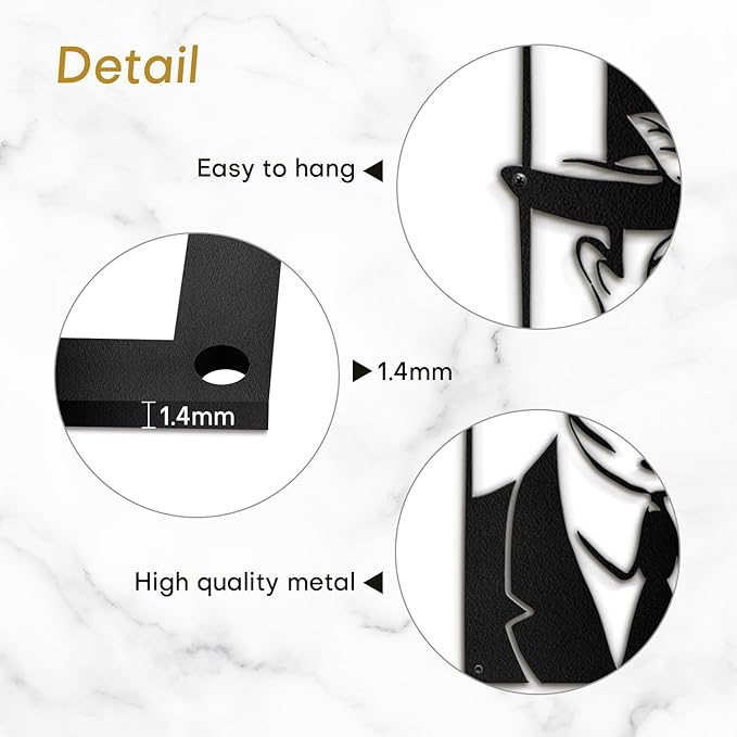 SIGNLEADER Metal Wall Art Decor Chaplin Modern Abstract Wall Sculpture Hangings Home Decoration for Living Room, Bedroom, Bathroom, Kitchen, Outdoor - 18" Black