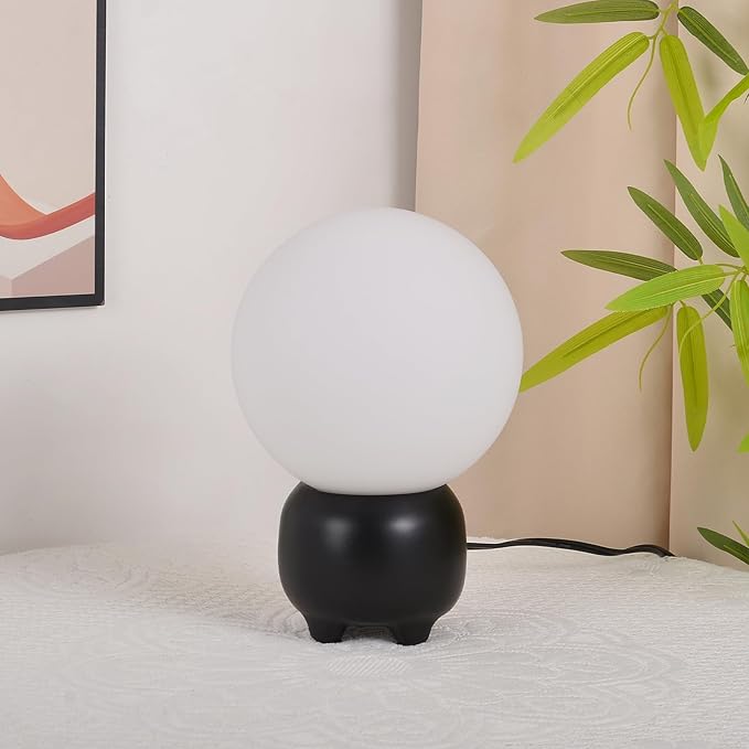 Arturesthome Cute Small Single Table Lamp for Bedroom Modern Nightstand Lamp Farmhouse Bedside Lamp for Living Room Black Table Lamp