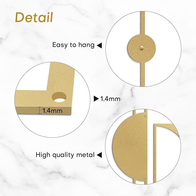 SIGNLEADER Metal Wall Decor Overlapping Rectangles Minimalist Modern Luxury Wall Sculpture Hangings 3D Statue Home Decoration for Living Room, Bedroom, Bathroom, Kitchen, Fireplace, Office - 24" Gold