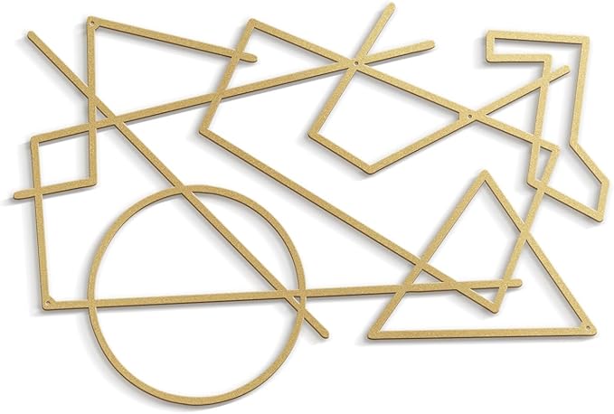 SIGNLEADER Metal Wall Decor Geometric Picasso Minimalist Modern Luxury Wall Sculpture Hangings 3D Statue Home Decoration for Living Room, Bedroom, Bathroom, Kitchen, Fireplace, Office - 24" Gold