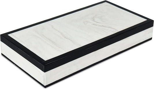 Handicrafts Home Large Decorative Storage Box 12x6– Coffee Table Organizer Box, Modern Home Décor Accent, Keepsake Memory Box, Jewelry Storage Box, Boho Decorative Box with Lid for Shelf, Mantle Decor