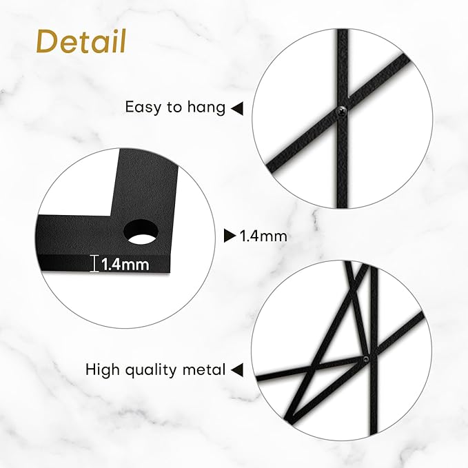SIGNLEADER Metal Wall Decor Rectangles Composition Rectangles composition Minimalist Modern Luxury Wall Sculpture Hangings 3D Statue Home Decoration for Living Room, Bedroom, Bathroom, Kitchen, Fireplace, Office - 24" Black