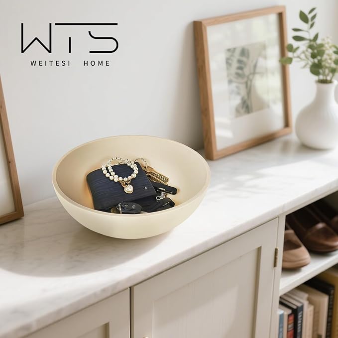 Large Decorative Bowl, Fruit Bowl for Kitchen Counter, Modern Handicraft Resin Pedestal Decorative Bowl for Home Decor, Key Holder for Entry Table, Home Decor Accent