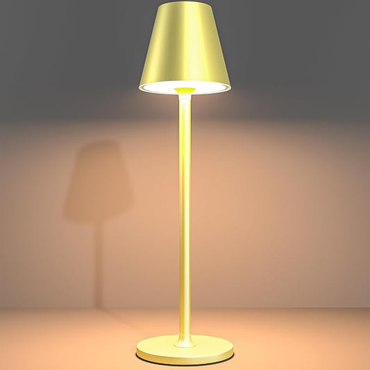 1-Pack Cordless Table Lamps - 5000mAh Rechargeable Battery Operated Desk Lamp, 3-Level Dimmable LED Night Light for Bedroom, Dining, Restaurant - Metal Design (Champagne Gold-1Pack)