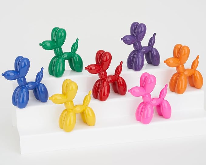 Vibrant Orange Balloon Dog Statue Decor, 4 inch Small Knick Knacks Balloon Animal for Shelf Decor