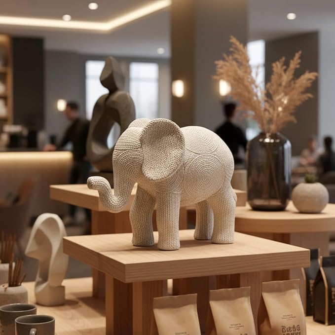7-inch Resin Elephant Statue - Small Lucky Elephant Decor for Table & Living Room, Pair of Elephant Sculptures Home Decoration