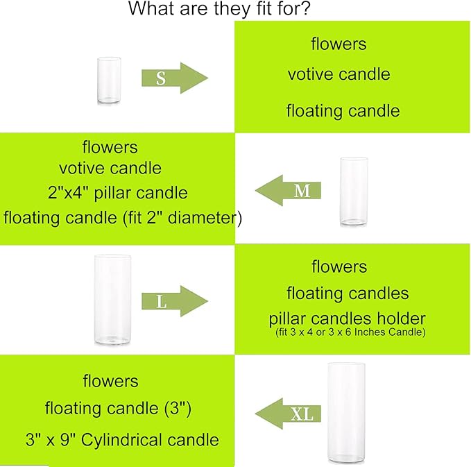 Cylinder Vase Bulk Clear Esmiome - Cylinder Vases for Centerpieces 4 Sets (16Pcs) Hurricane Floating Candle Holder, Glass Vases for Flowers, Decorative Centerpiece for Wedding, 4''+6''+8''+10''(High)
