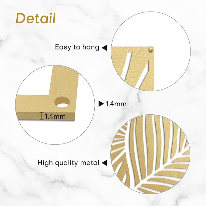 SIGNLEADER Metal Wall Art Decor Gold Leaves Minimalist Modern Abstract Wall Sculpture Hangings Home Decoration for Living Room, Bedroom, Bathroom, Kitchen, Outdoor - 18" Gold