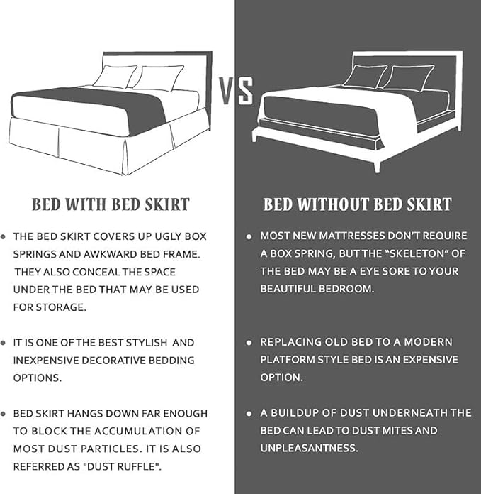 Valencia Beddings Split Corner Bed Skirt 16 Inch Drop Twin Size 100% Egyptian Cotton Wrinkle and Fade Resistant Twin Size, White Solid