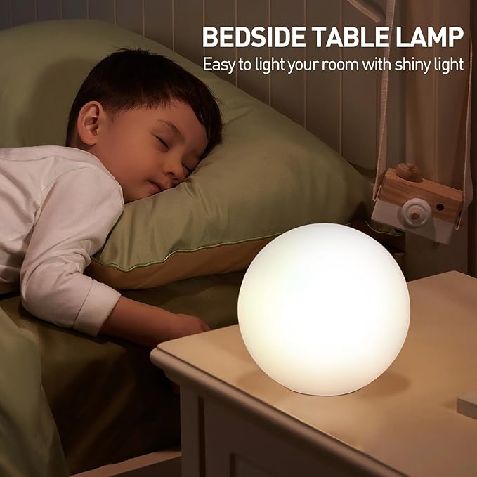 10 Inch Ball Table Lamp with Glass Shade Stylish Ball Light Lamp for Bedroom Living Room and Bookshelf Modern Design Perfect for Home Decor, Without Bulb