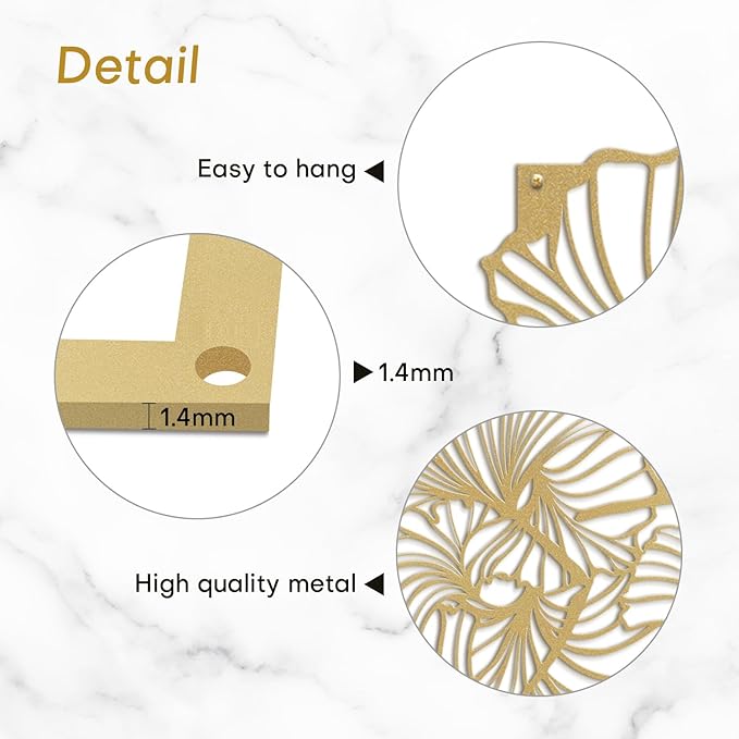 SIGNLEADER Metal Wall Art Decor Tulip Flower Minimalist Modern Abstract Wall Sculpture Hangings Home Decoration for Living Room, Bedroom, Bathroom, Kitchen, Outdoor - 18" Gold