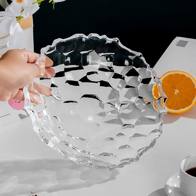 2 Pack Glass Fruit Bowl, Fruit Basket Holder, Crystal Fruit Bowl, Dessert Plate,Decorative Pedestal Bowl,for Table Décor for Home,Office, Wedding Decor, Fruit, Snack, Dessert (Large,Grey)