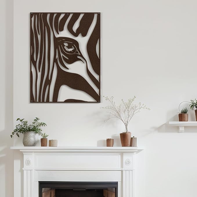 SIGNLEADER Metal Wall Art Decor Zebra with Tears in Eyes Minimalist Modern Abstract Wall Sculpture Hangings Home Decoration for Living Room, Bedroom, Bathroom, Kitchen, Outdoor - 18" Bronze