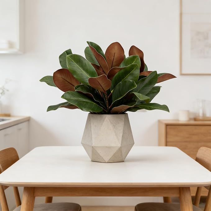 4PCS 17.7 Inch Magnolia Artificial Leaves Branches 3D Real Touch 28 Leaves Bulk Faux Magnolia Stems for Indoor Outdoor Vase Filling Home Wedding Floral Arrangement Decoration