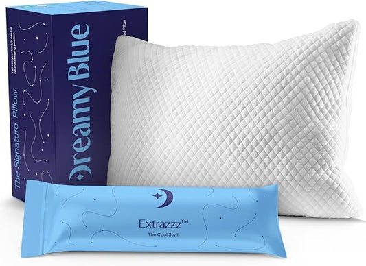 DreamyBlue Signature Pillow w/Adjustable Loft • Shredded Memory Foam Fill • Neutral Alignment for Side, Back, and Stomach Sleepers • Washable Bamboo Rayon Cover • CertiPUR-US Certified Foam (King)