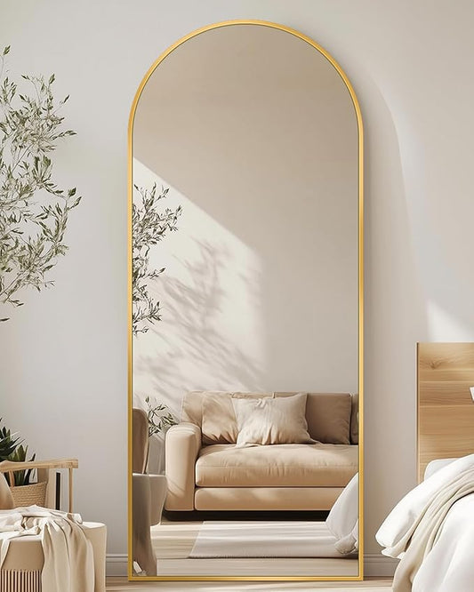 Antok Full Length Mirror, 58"x18" Arched Floor Mirror, Mirror Full Length with Stand, Wall Mounted Mirrors for Living Room Bedroom, Gold