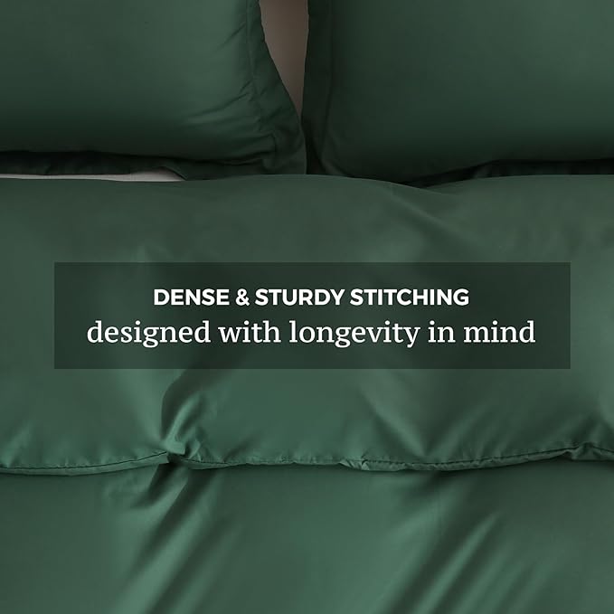 JSD Hunter Green Duvet Cover Set Full Size, 3 Piece Duvet Cover with Pillow Shams, Soft Brushed Microfiber Zipper Closure, Comforter Not Included