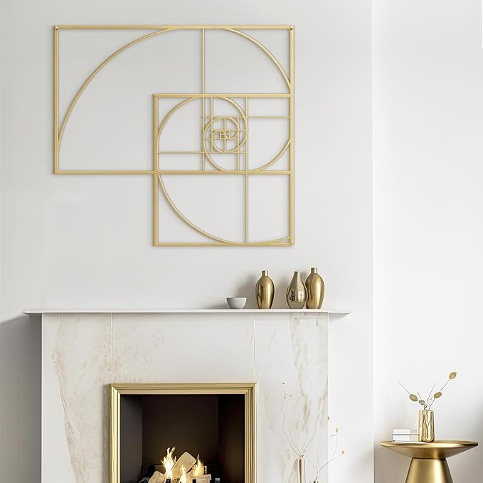 SIGNLEADER Metal Wall Decor Golden Proportion Minimalist Modern Luxury Wall Sculpture Hangings 3D Statue Home Decoration for Living Room, Bedroom, Bathroom, Kitchen, Fireplace, Office - 18" Gold