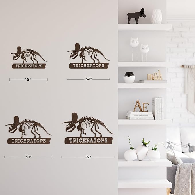 SIGNLEADER Metal Wall Art Decor Triceratops Minimalist Modern Abstract Wall Sculpture Hangings Home Decoration for Living Room, Bedroom, Bathroom, Kitchen, Outdoor - 18" Bronze