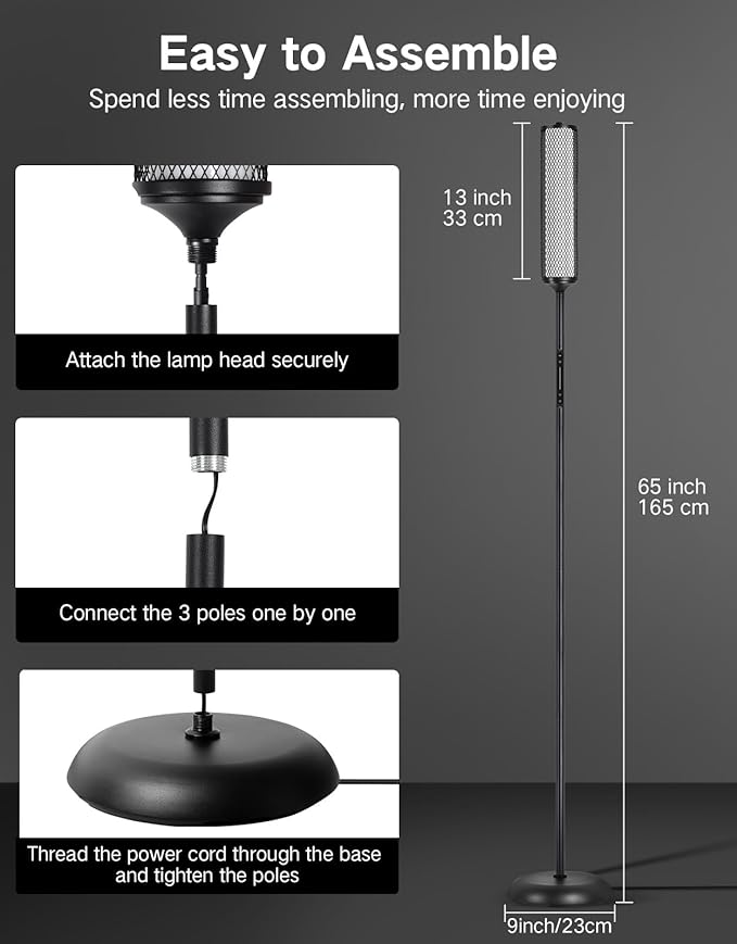 OUTON LED Floor Lamp with Remote & APP Control, Tall Standing Lamp, 16 Million Colors, 32 Scene Modes & Music Sync, Modern Corner Lamps for Living Room, Bedroom, Gaming, Black & Metal Lampshade