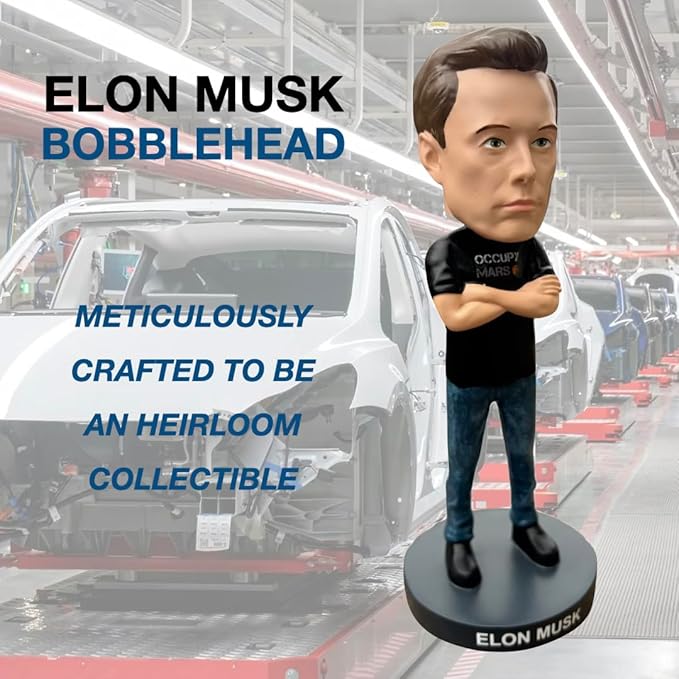 Elon Musk Bobblehead, Entrepreneur and American Patriot, Trump Doge, Premium Polyresin Collectible Statue, 8 Inches Tall, World Leaders Series, Patriots