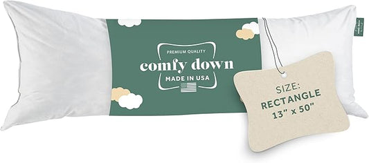 ComfyDown Decorative Throw Pillow Insert, Down and Feather Fill, 100% Cotton Cover, 233 Thread Count - Made in USA (13" X 50")