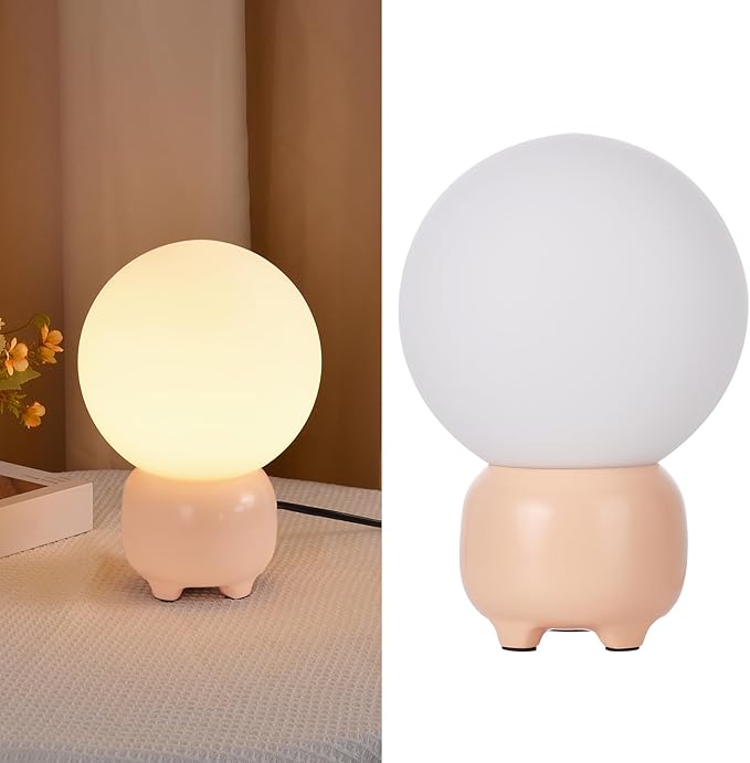 Arturesthome Small Boho Table Lamp for Living Room,Bedroom Side/End Table Side Table LED Lamp Shade for Reading Study Pink